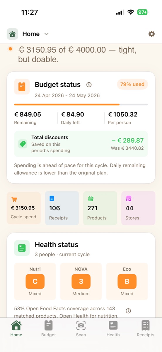 Receed home dashboard