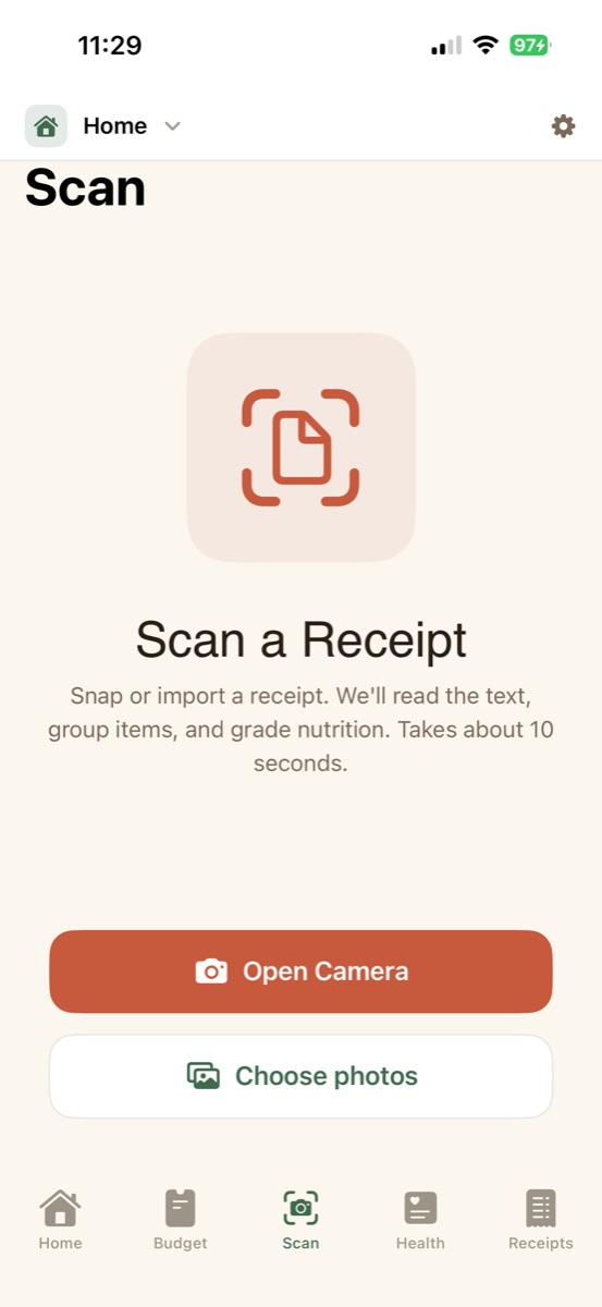 Receed scan start screenshot